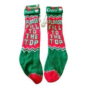 Vintage Christmas Stocking Dear Santa Please Fill To The Top Joybrite NOS